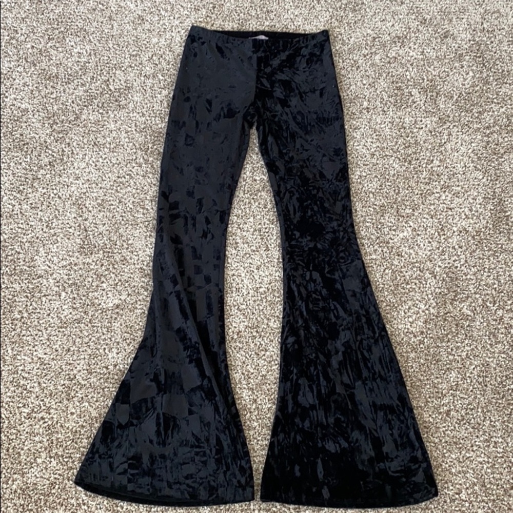 Black Crushed Velvet bell bottoms